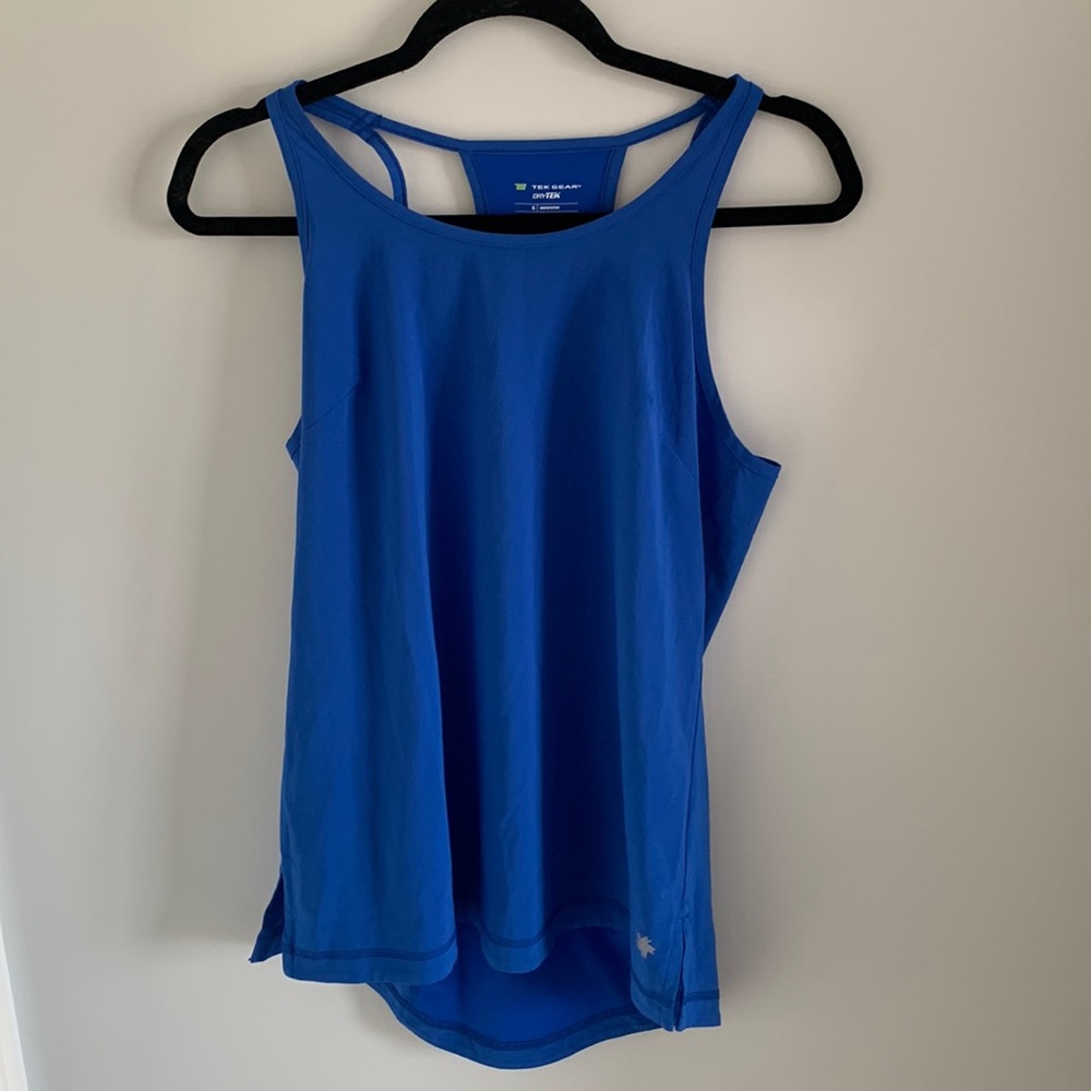 Tek gear dry wick blue sports tank, size S
